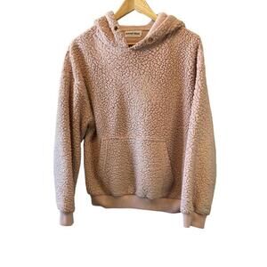 WEEKEND EDITION Light Pink Sherpa Hooded Long Sleeve Pullover Sweatshirt Hoodie